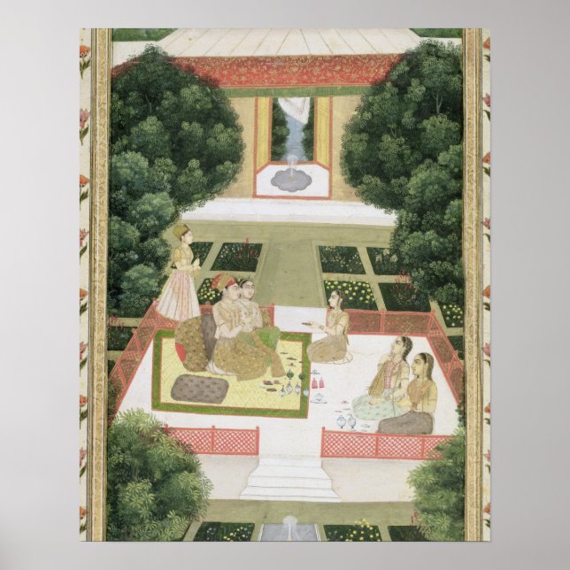 Ein Paar in einem Garten, das Musik mit weiblichen Poster (Vorne)