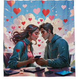 Ein Paar in Liebe mit dem herzen Duschvorhang