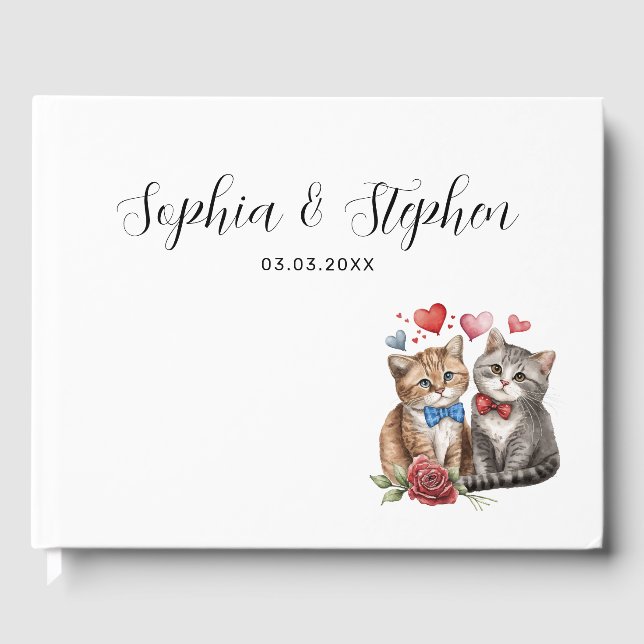 Ein paar Katzen bei Hochzeiten in der Liebe Gästebuch (Vorderseite)