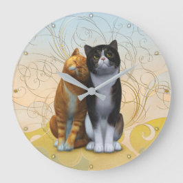 Ein paar Katzen: Liebe liegt in der Luft ? große U Wanduhr