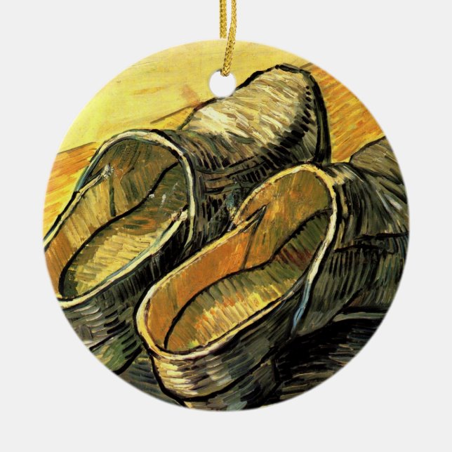 Ein Paar Lederklappen von Vincent van Gogh Keramikornament (Vorne)