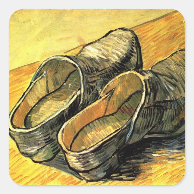 Ein Paar Lederklappen von Vincent van Gogh Quadratischer Aufkleber (Vorderseite)