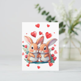 Ein paar lustige Aquarellkaninchen Postkarte