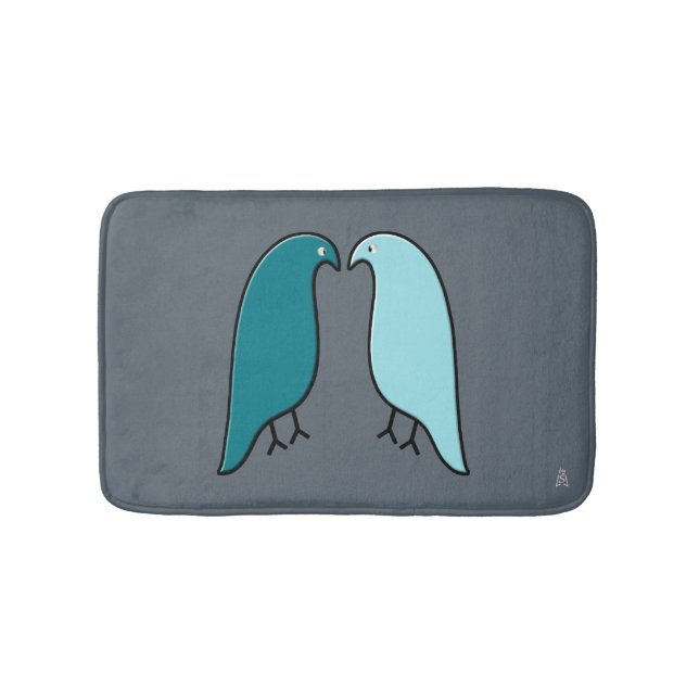 Ein Paar moderner Lovebirds - Aqua, Aquamarin, dun Badematte (Vorderseite)