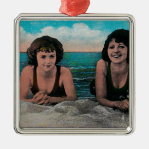 Ein Paar Queens auf dem Strand, Ozean-Park Silbernes Ornament
