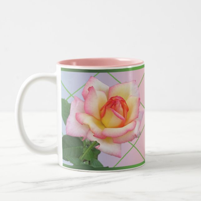 Ein Paar rosa Rosen Zweifarbige Tasse (Links)