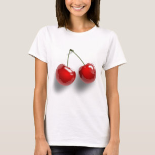 Ein Paar Rot zwei Shinny Kirschen auf ihrem Stamm T-Shirt
