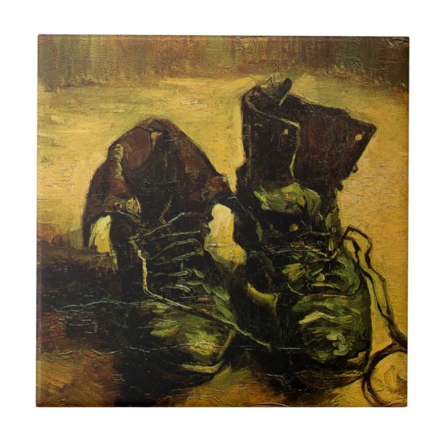 Ein Paar Schuhe von Vincent van Gogh Fliese (Vorderseite)