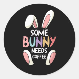 Ein paar sonnige Bedürfnisse Kaffee Rabbit Funny O Runder Aufkleber