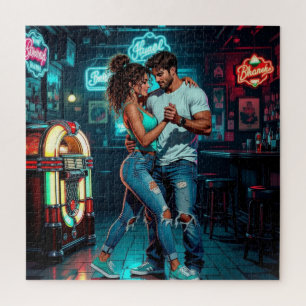 Ein Paar tanzt in einer Bar   Comic-Hyperrealist 