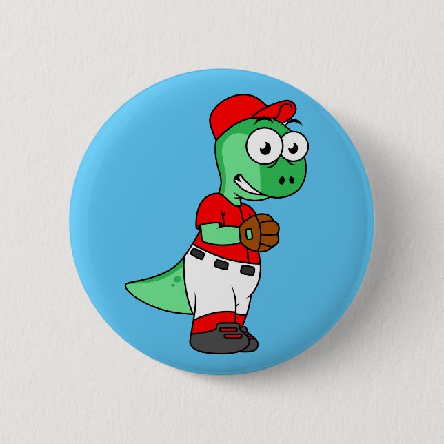 Ein Pachycephalosaurus Baseball Pitcher. Button (Vorderseite)