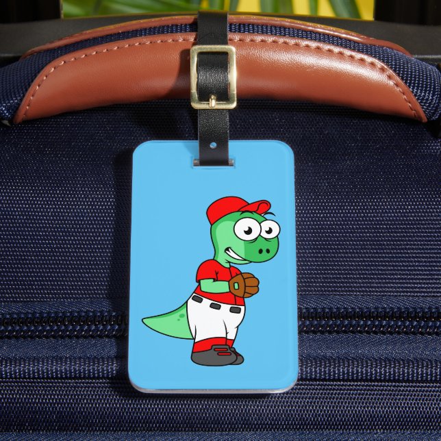 Ein Pachycephalosaurus Baseball Pitcher. Gepäckanhänger (Vorderseite Insitu 2)