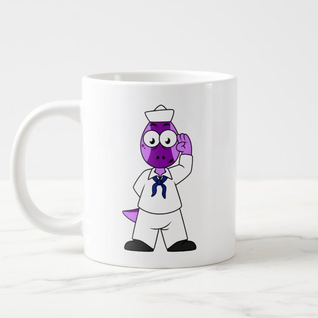 Ein Pachycephalosaurus Dinosaur Marine Sailor. Jumbo-Tasse (Links)