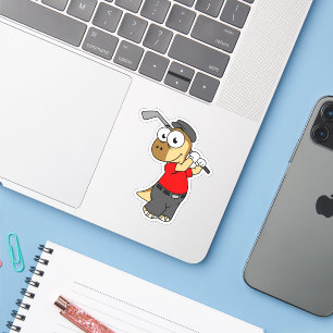 Ein Pachycephalosaurus Dinosaurier Playing Golf. Aufkleber