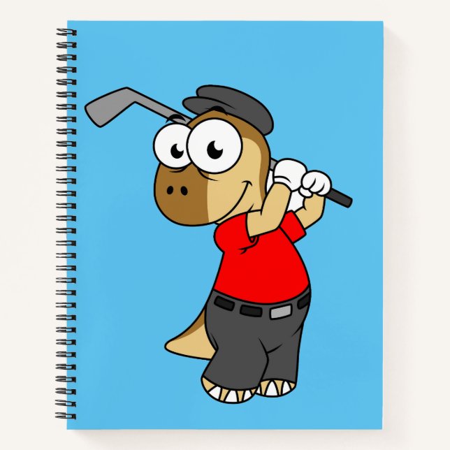 Ein Pachycephalosaurus Dinosaurier Playing Golf. Notizbuch (Vorderseite)