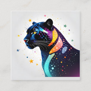 Ein Panther mit Punkten, die sich zu glühenden Ste Quadratische Visitenkarte