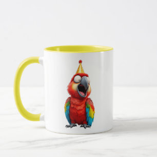 Ein Papagei, der wie ein Clown aussieht. Tasse
