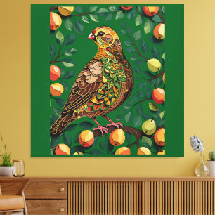 Ein Partridge in einem Birnbaum-Ausschnitt im Stif Leinwanddruck