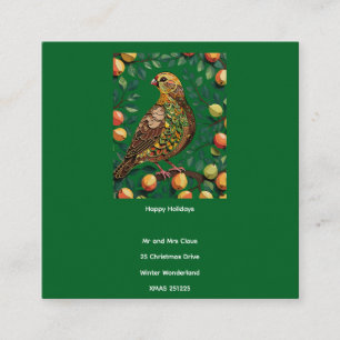 Ein Partridge in einem Birnbaum-Ausschnitt im Stif Quadratische Visitenkarte