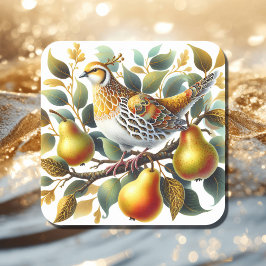 Ein Partridge in einem Birnbaum Weihnachten Quadratischer Aufkleber