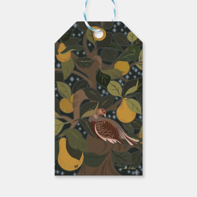 Ein Partridge in einem Birnenbaum Weihnachten Geschenkanhänger (Vorderseite)