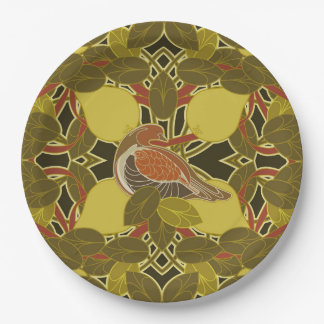 Ein Partridge in einer Birnbaumplatte Pappteller