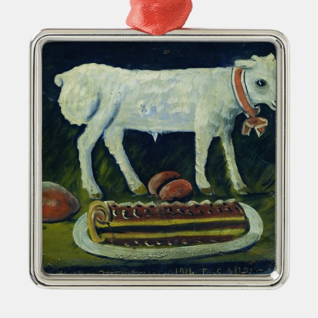 Ein paschal Lamm, 1914 Silbernes Ornament (Vorne)