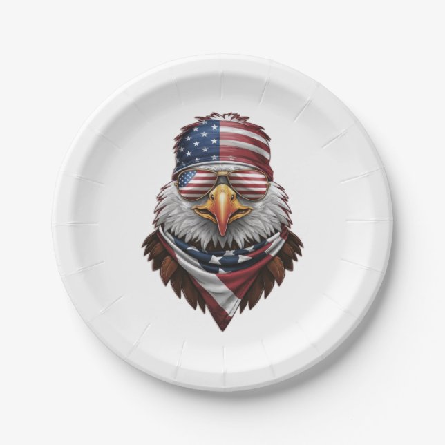 Ein patriotischer Glatzadler Pappteller (Vorderseite)