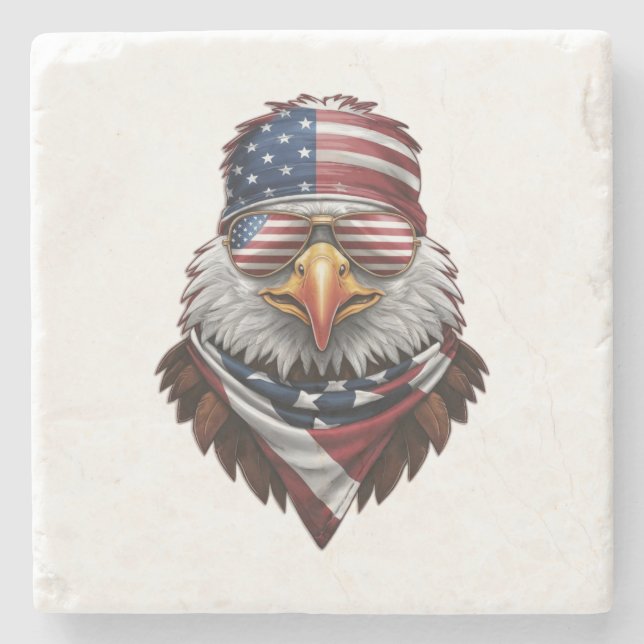 Ein patriotischer Glatzadler Steinuntersetzer (Vorderseite)