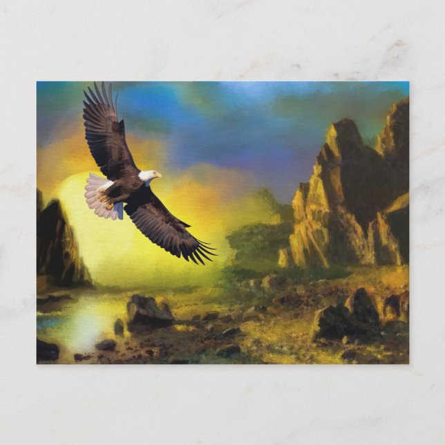 Ein patriotisches Design mit einem hohen Bald-Adle Postkarte (Vorderseite)