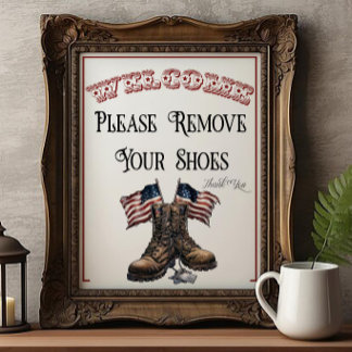 Ein Patriots Day Bitte Schuhe Entfernen Schild