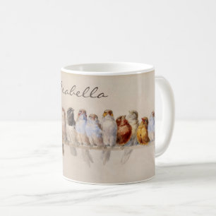 Ein Perch von Vögeln Wasserfarbener Vintager Indiv Kaffeetasse