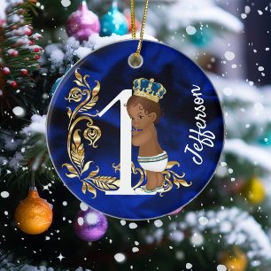 Ein Personalisierter Afrikaner erster Geburtstag Keramik Ornament