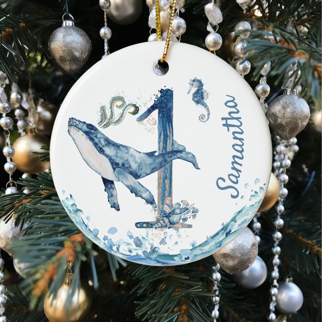 Ein Personalisierter Whale Cerami, ein Erstes Gebu Keramik Ornament (Von Creator hochgeladen)
