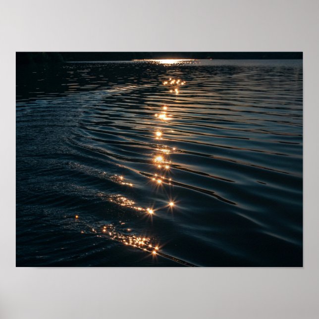 Ein Pfad der Sterne: Sonnenlicht auf geflutetem Wa Poster (Vorne)