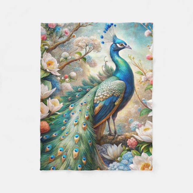 Ein Pfau Fleecedecke (Vorderseite)