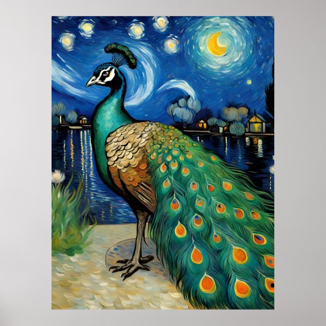 Ein Pfau in der frühen Nacht Poster (Vorne)