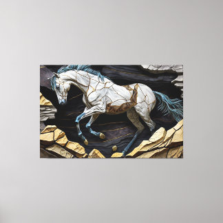 Ein Pferd Galopp auf den Felsen Leinwand drucken