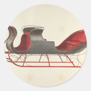 Ein Pferd Open Sleigh - Fred Weiss Runder Aufkleber