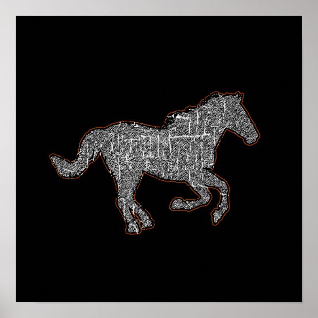 ein Pferd schwarz Poster (Vorne)