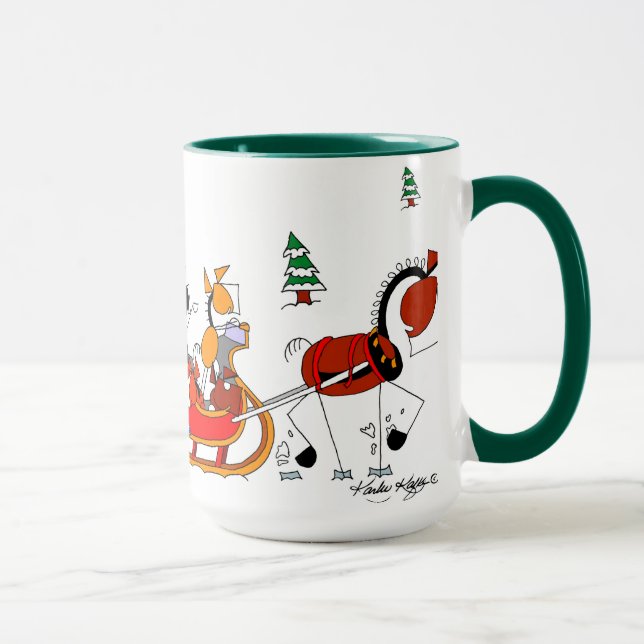 Ein Pferdeoffener Sleigh-PferdeCartoon Tasse (Rechts)