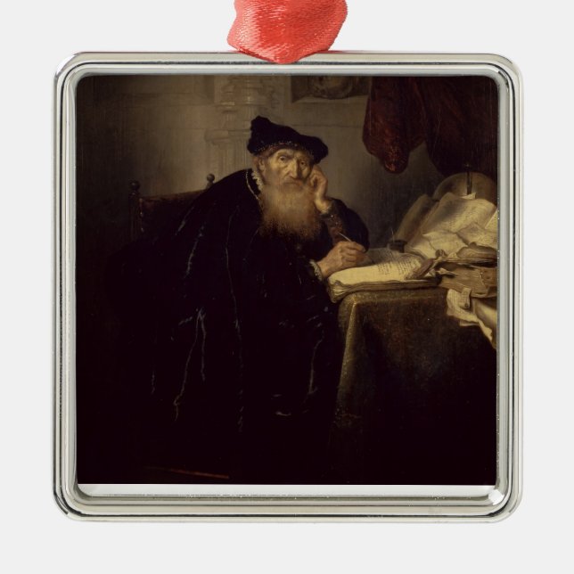 Ein Philosoph, 1635 (Öl auf Platte) Ornament Aus Metall (Vorne)