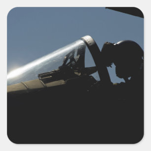 Ein Pilot bereitet den Start vor Quadratischer Aufkleber
