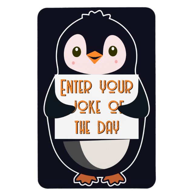 Ein Pinguin, der ein Schild mit individuellem Text Magnet (Vertikal)