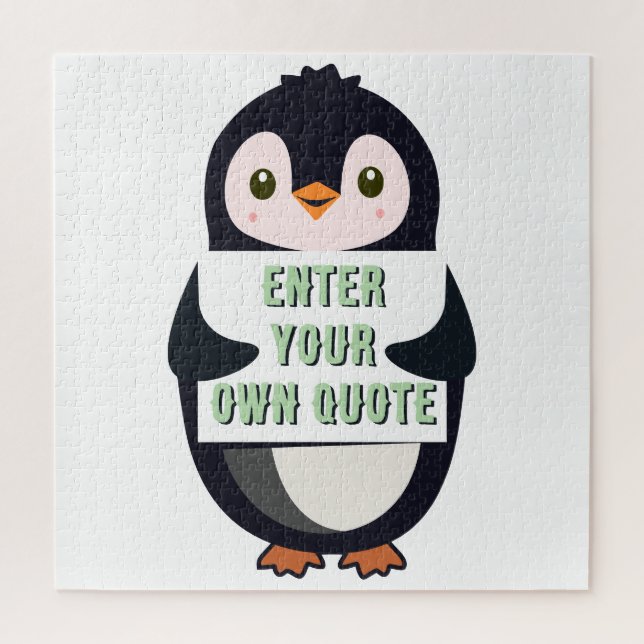 Ein Pinguin hält ein Schild mit anpassbarem Text t (Vertikal)