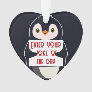Ein Pinguin hält ein Schild mit individuellem Text Ornament