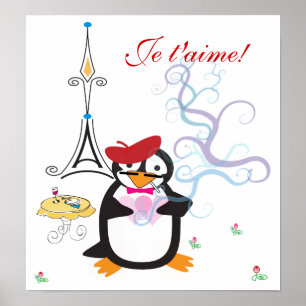 Ein Pinguin in Paris Print Poster