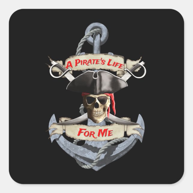 Ein Piratenleben für mich Quadratischer Aufkleber (Vorderseite)