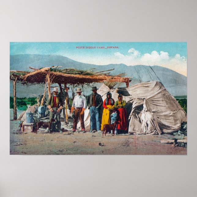 Ein Piute-Indisches Lager mit EinheimischenNevada Poster (Vorne)