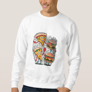 Ein Pizzasschnitt mit einem Burger. Sweatshirt